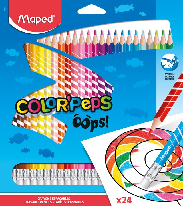 Kredki Colorpeps Oops trójkątne z gumką 24 kol