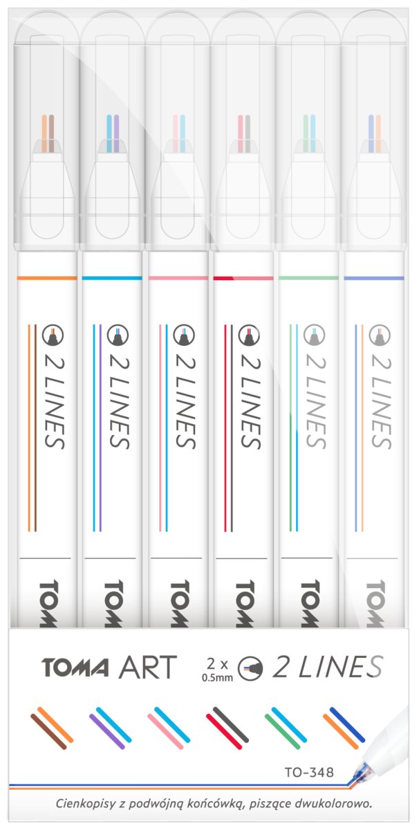 TOMA Cienkopis 2 Lines 6 kolorów