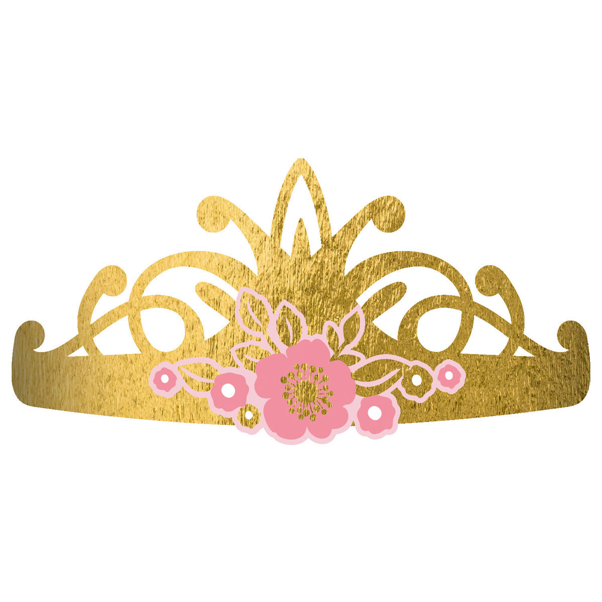 Tiara papierowa, Princess for a Day, złota, 8 sztuk