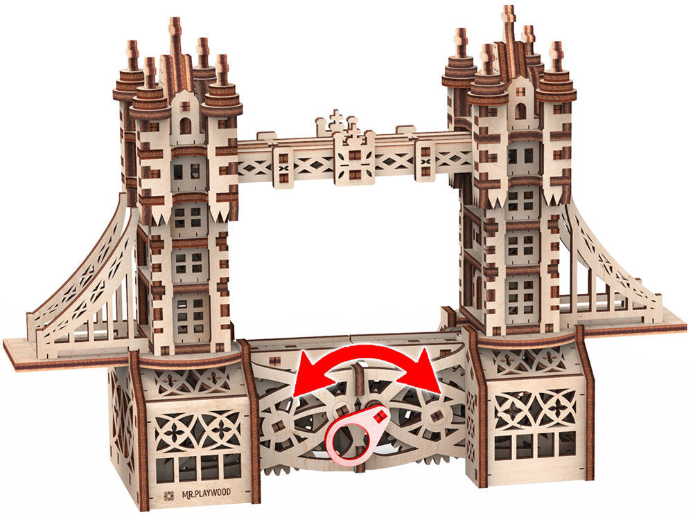 Mały Tower Bridge drewniane mechaniczne puzzle 3D