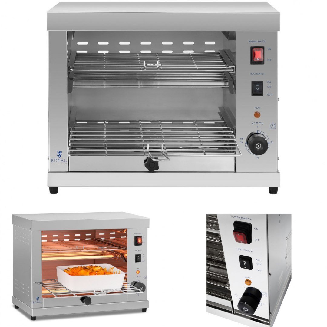 Royal Catering Opiekacz Salamander - 3250 W - kwarcowe grzałki RCET 360 | TOASTER ÜBERBACKGERÄT /