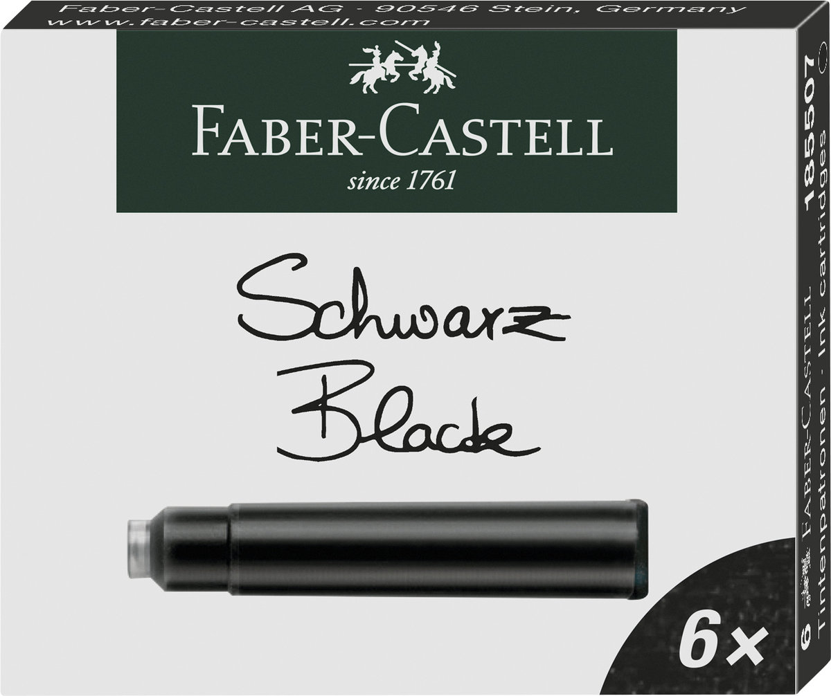Faber-Castell Naboje krótkie czarne 6 szt.