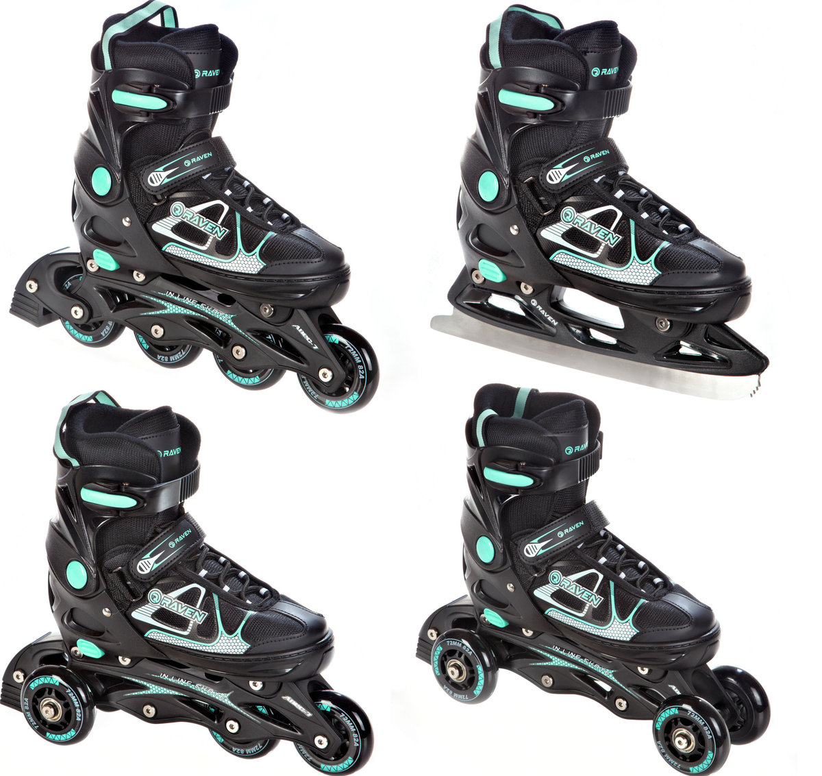 Rolki Łyżwy 4w1 Raven Spirit Black/Mint 37-40
