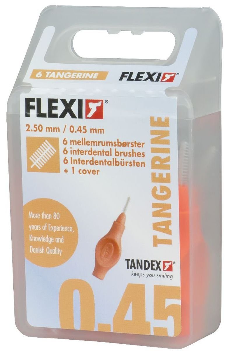 Tandex A/S czyściki międzyzębowe FLEXI 0,45 x 2,5mm UltraFine Tangarine (pomarańczowy) 6szt. w opak.