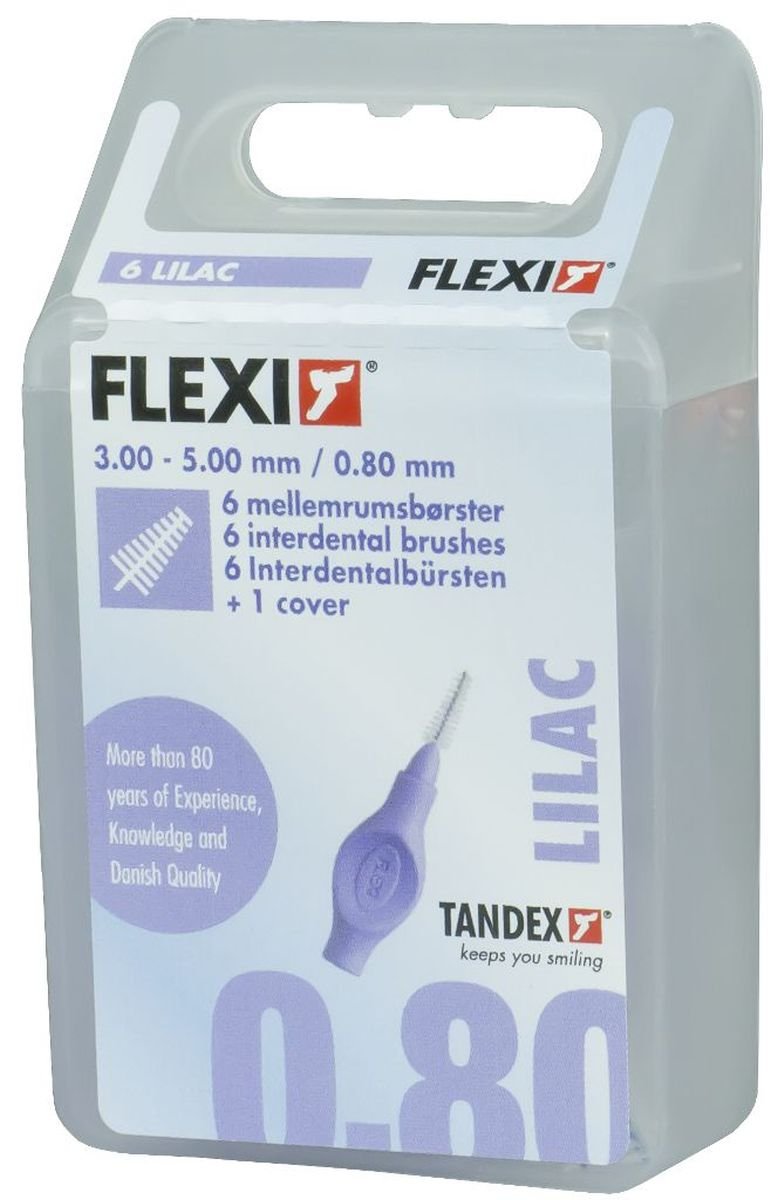 Tandex A/S czyściki międzyzębowe FLEXI 0,80 x 3,00-8,00mm X-fine trapered Lilac (fioletowy) 6szt. w opak.