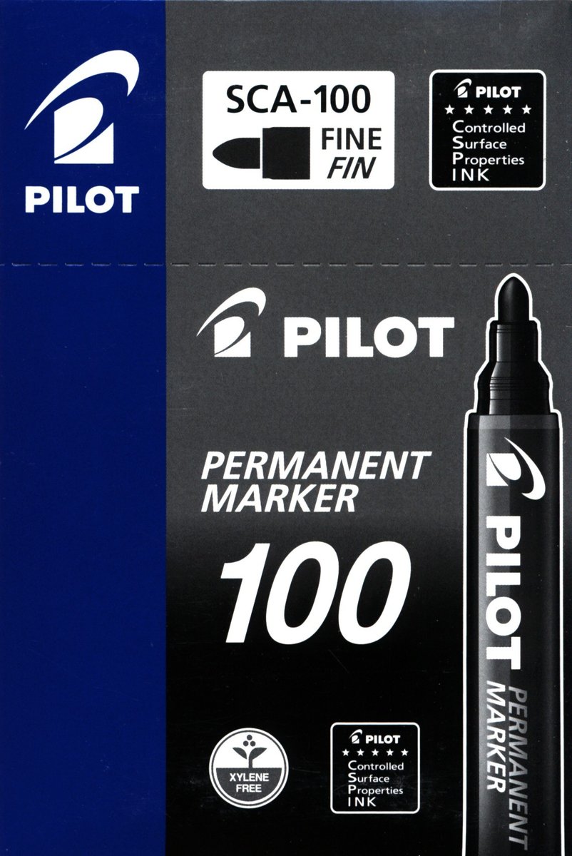 Pilot Marker permanentny SCA-100 czarny 12szt)