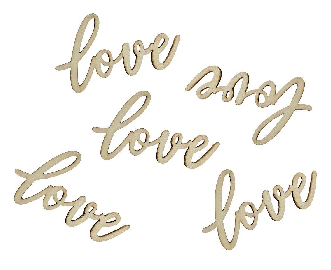 Konfetti drewniane, Love, 6x3 cm, 18 sztuk