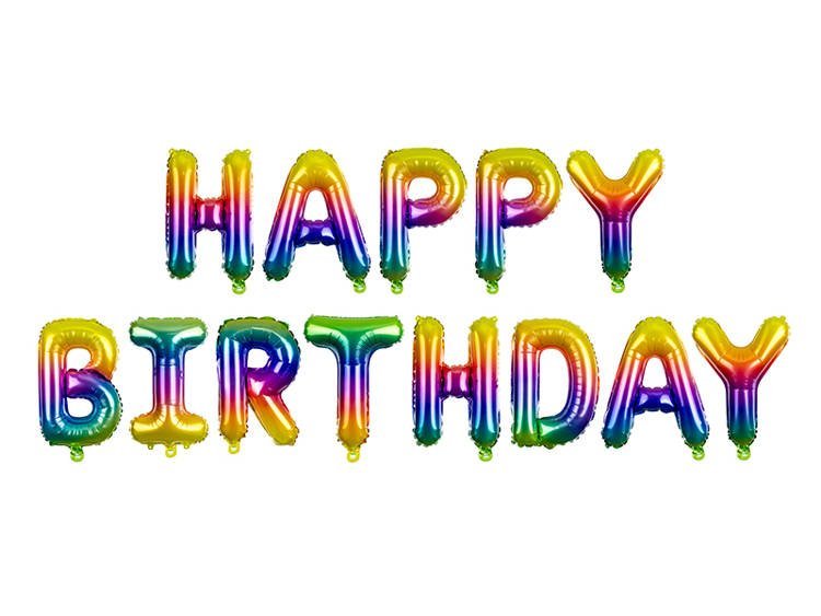 PartyDeco "Balon foliowy Happy Birthday, 340x35cm, tęczowy" FB71 [15347883]