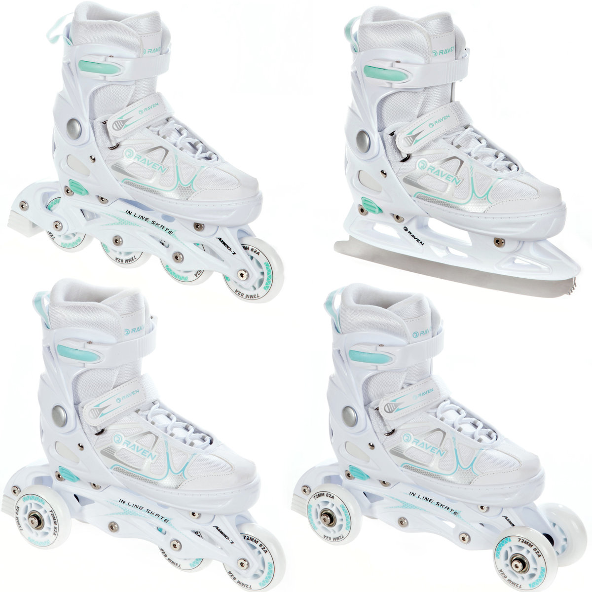 Rolki Łyżwy 4w1 Raven Spirit White/Mint 40-43