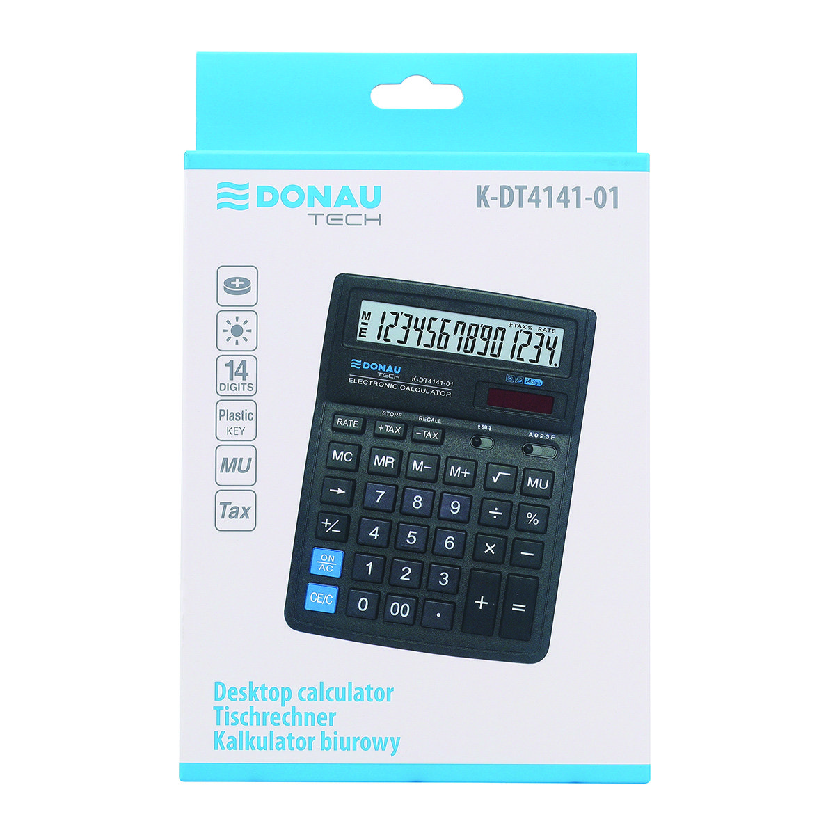 Kalkulator 14 pozycyjny DONAU TECH K-DT4141-01 199x153x31mm czarny /K-DT4141-01/ DN1167