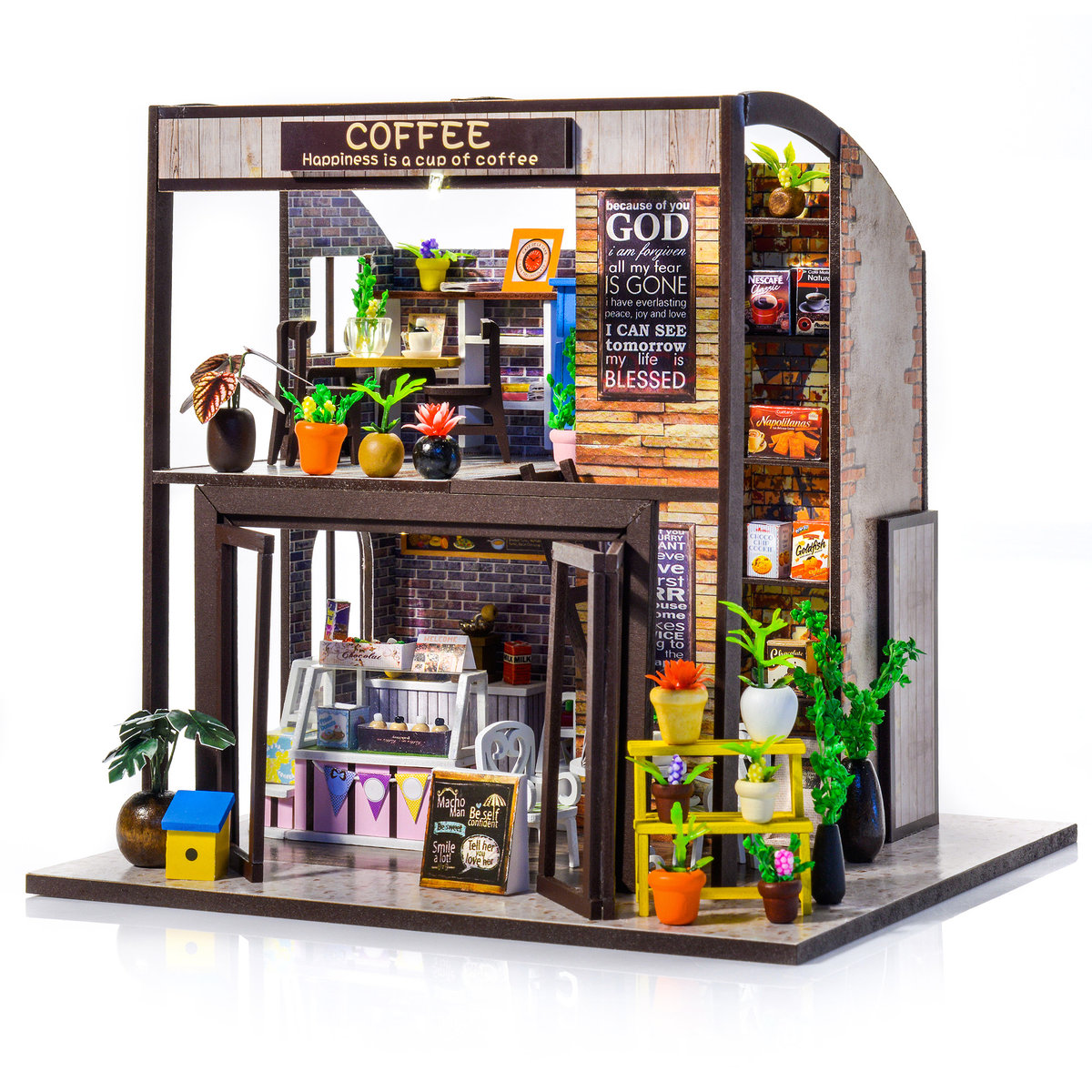 Corner Coffee House. Składany drewniany model LED Nice-idea.pl