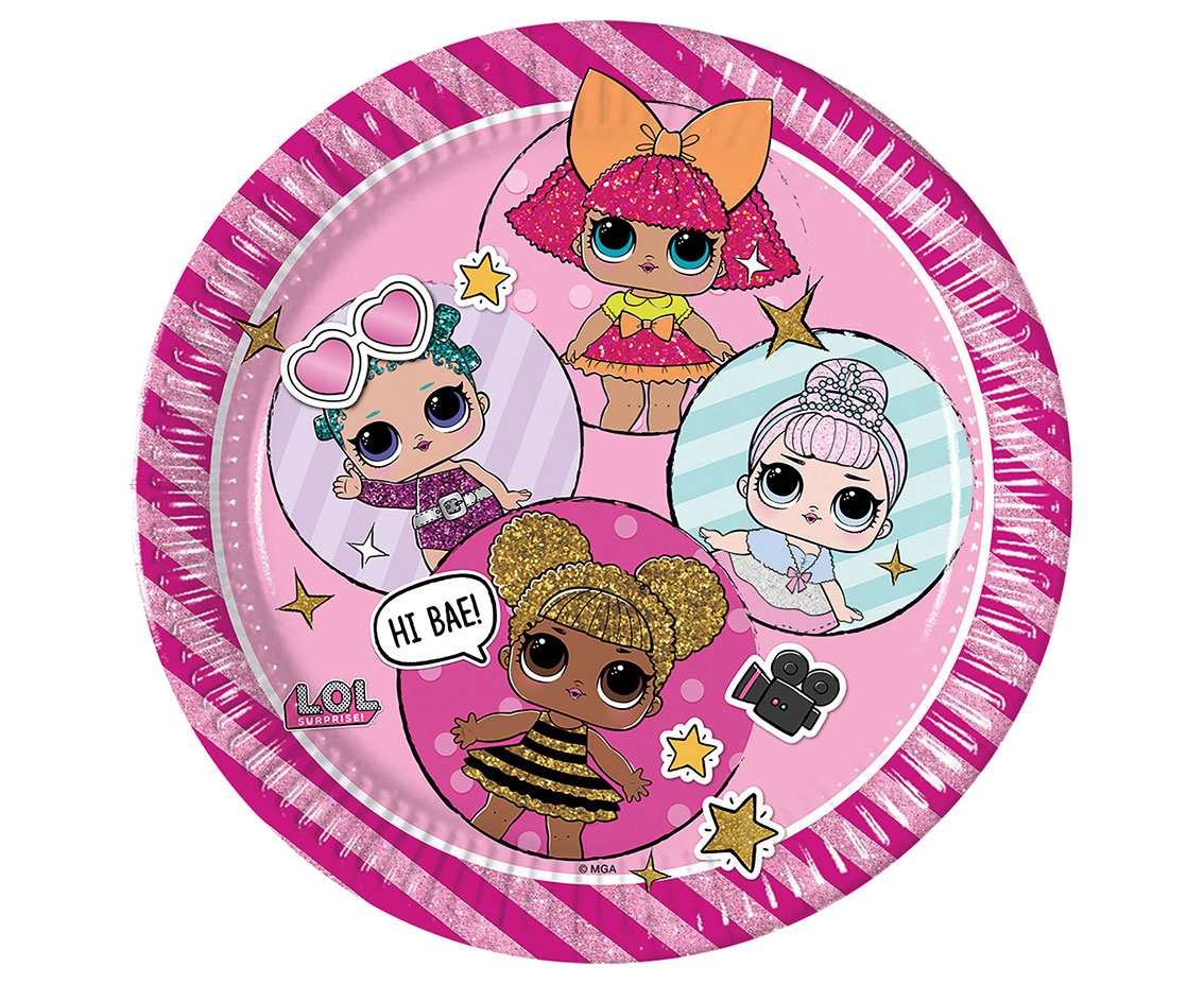 Talerzyki papierowe LOL Glitterati 23cm 8szt - Godan