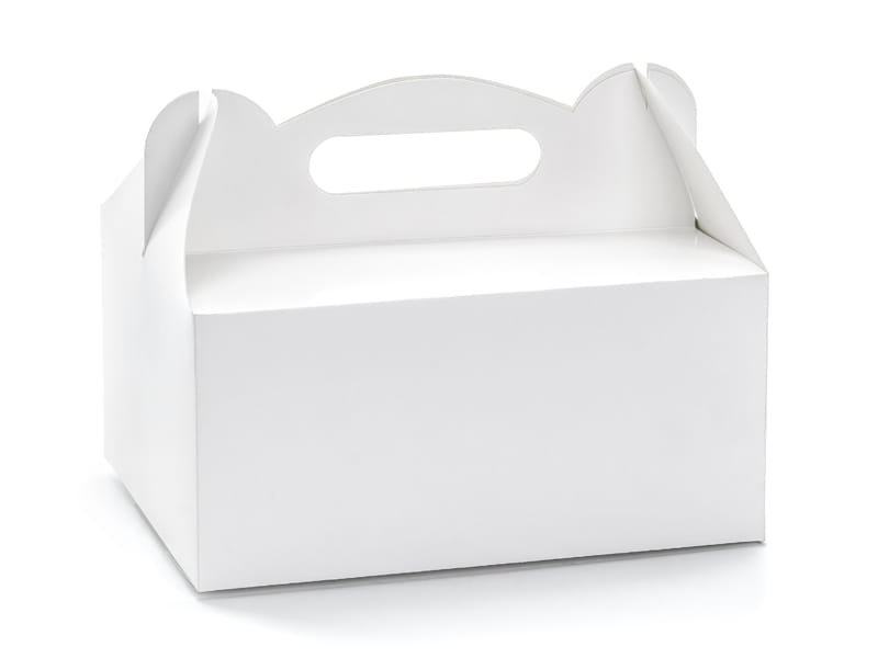 Partydeco Ozdobne pudełka na ciasto, biały, 19x14x9cm (1 op. / 10 szt.)