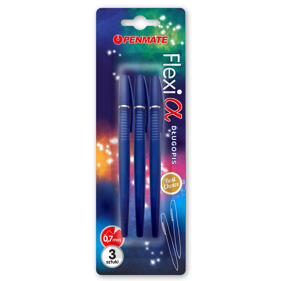 PENMATE Długopis Flexi Alpha niebieski 3szt PENMATE