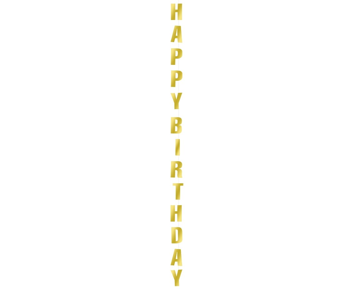 GODAN Dekoracja pionowa B&C Happy Birthday, złota, 170 cm Eurotrade-5902973150476