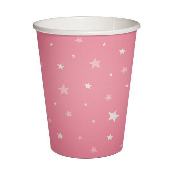 Kubki papierowe eko Różowe w gwiazdki 250ml 10szt - PAW