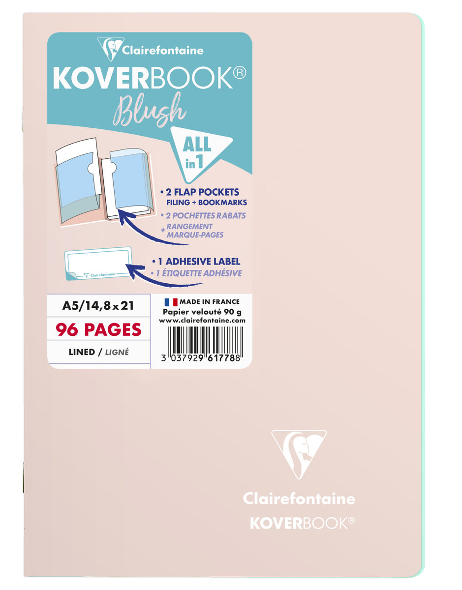 Zeszyt A5 48K linia Koverbook BLUSH PP powder pink 1 sztuka - Clairefontaine