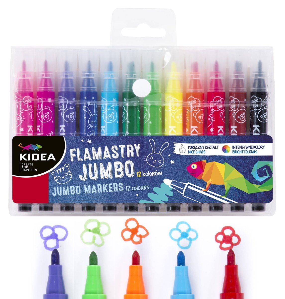 Derform Flamastry Jumbo 12 kolorów Kidea -