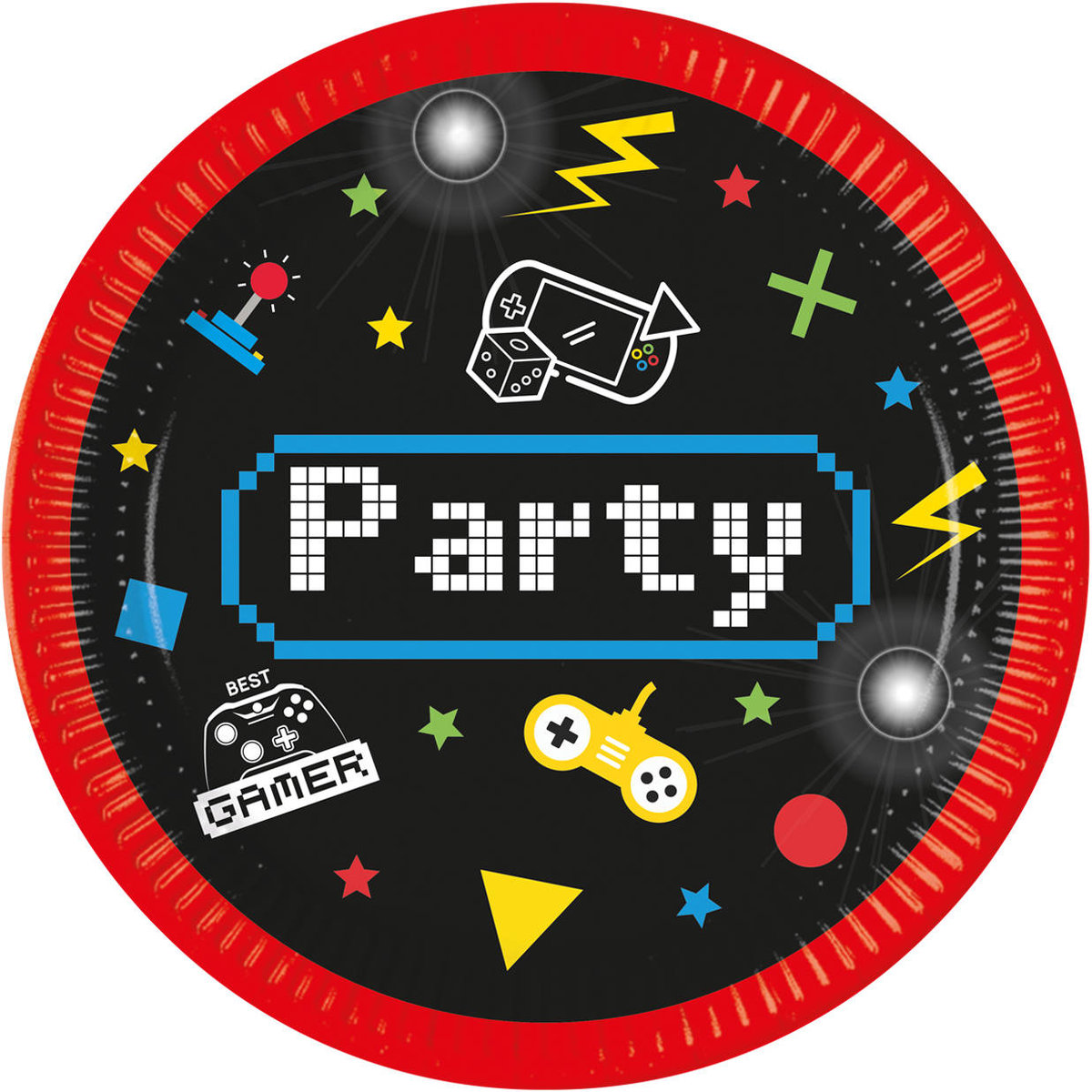 Talerzyki papierowe Gaming Party 23cm 8szt - Godan