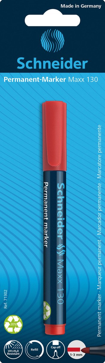 Schneider piśmiennicze Permanent Marker Maxx 130, możliwość ponownego napełniania, 1  3 MM, czerwony, 1er kartę blistrową 71302