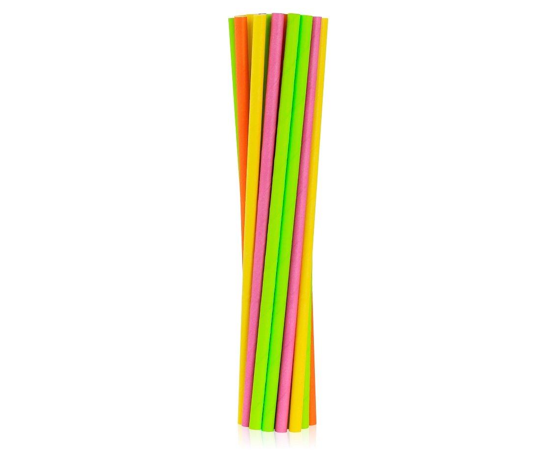 Rurki słomki papierowe Fluor MIX 6x197mm 24szt - Godan
