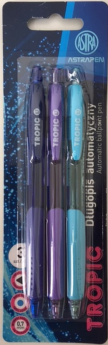 Astra Długopis automatyczny Tropic Pen 0.7 mm 3 szt.