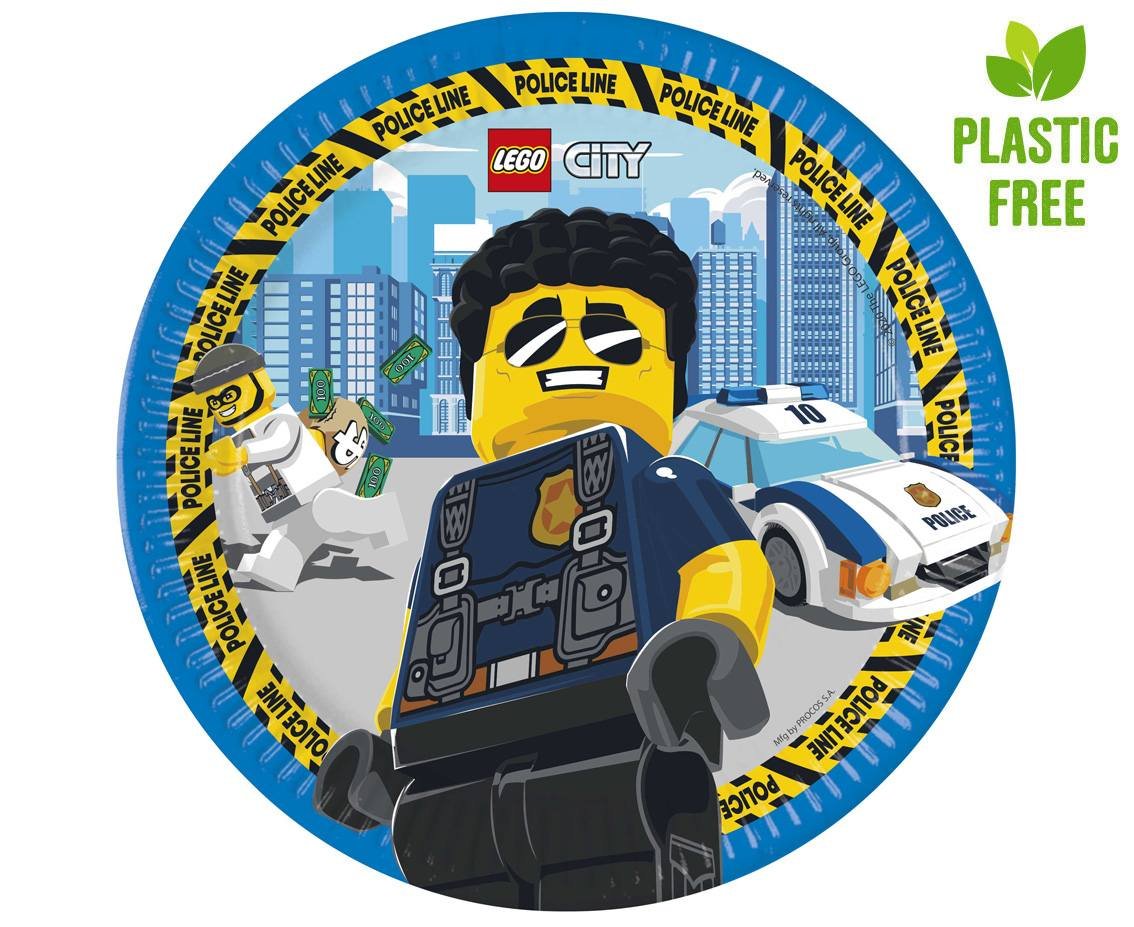 Talerzyki papierowe Lego City 23cm 8szt - Godan