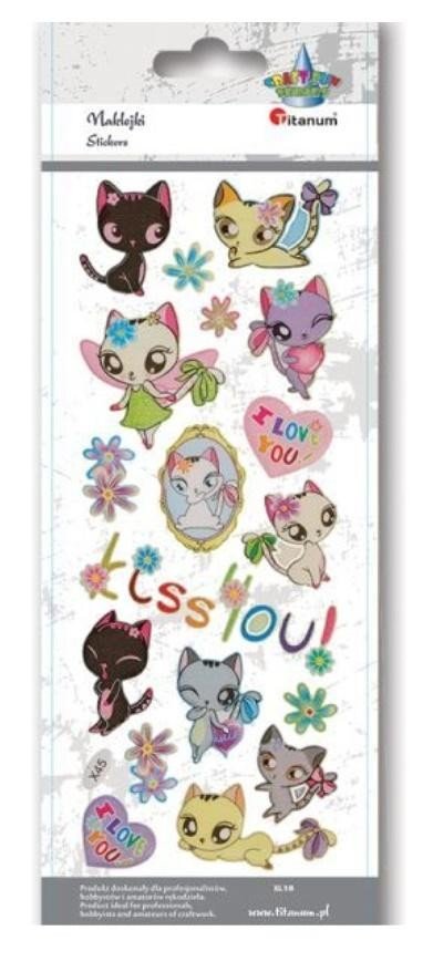 Naklejki wypukłe miękkie koty serca kwiaty 20szt Nowa