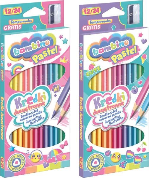 Kredki dwustronne trójkątne Bambino Pastel 12 sztuk/24 kolory - St. Majewski