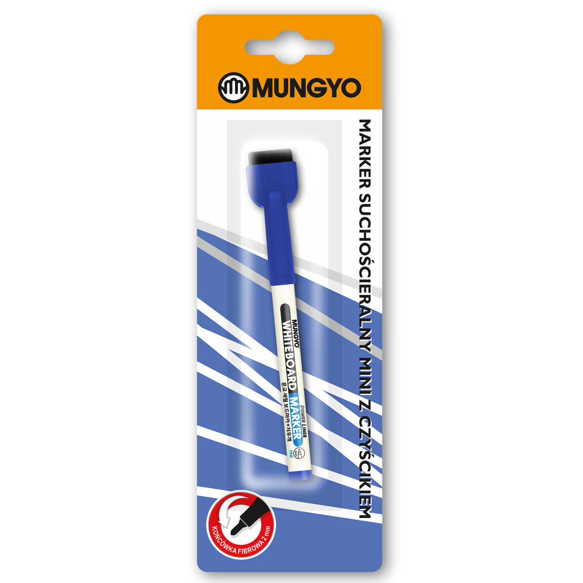 Mungyo Marker suchościeralny mini z czyścikiem niebieski