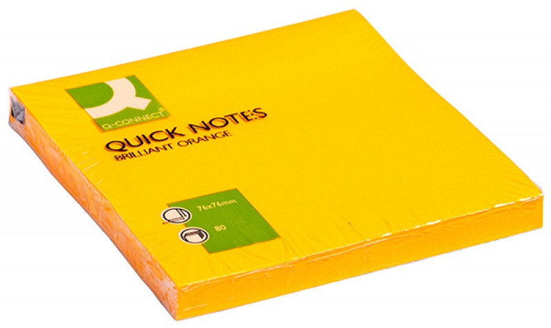 Q-CONNECT Bloczki samoprzylepne Brilliant 76x76 mm 75 kart pomarańczowe
