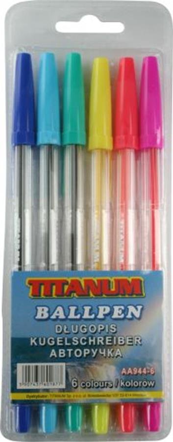 Titanum Długopisy Fluo 6 kolorów