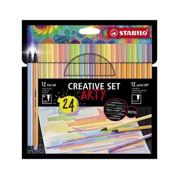 Zestaw Cienkopis STABILO point 88/Flamaster Pen 68 etui 24 szt. ARTY Creative Set 8868/24-1-20-6