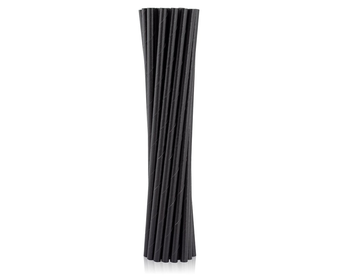 Rurki słomki papierowe czarne 6x197mm 100szt - Godan