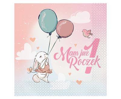 Serwetki  Roczek - Króliczek 33x33cm 20szt - Godan