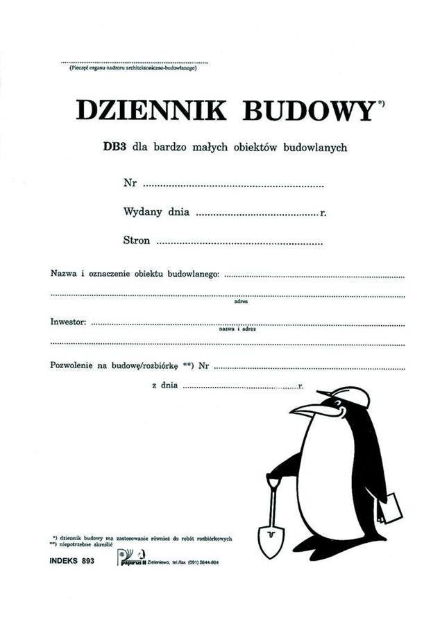 Papirus DZIENNIK BUDOWY A4 DB3 PIR 893 31441-uniw