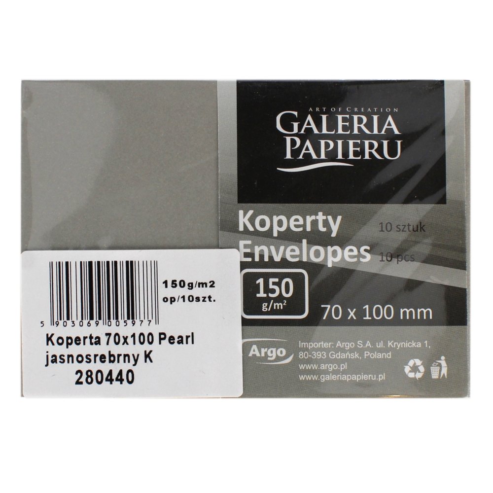 Argo,  Koperta, Perłowa Srebrna, 70X100