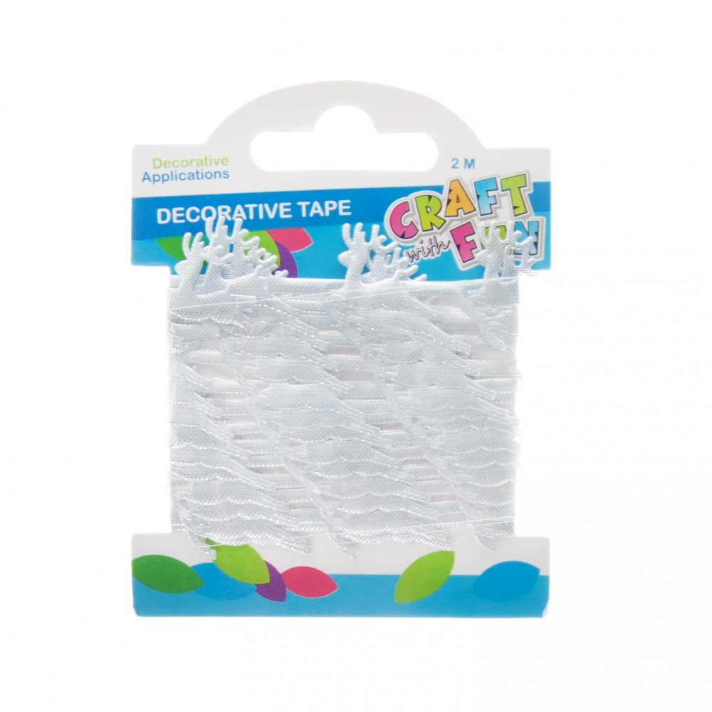 Craft with Fun Ozdoba dekoracyjna Taśma Renifer 2m/2,5cm Sreb 12/288