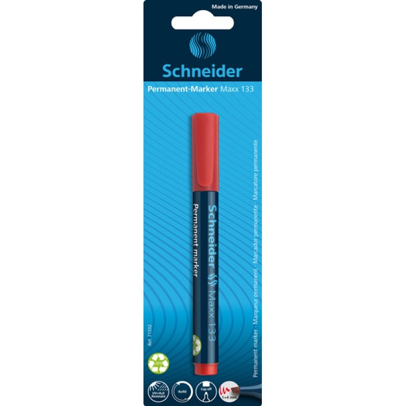 Schneider piśmiennicze Permanent Marker Maxx 133, 1 + 4 MM, czerwony, wielokrotnego napełniania, 1er kartę blistrową 71332