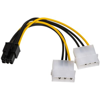 Molex Kabel zasilający Akyga AK-CA-13 ( 2X PCI-E 6-pin F-M PVC 0,15m czarno-żółty ) KABAKGZAW0006 [5273289]