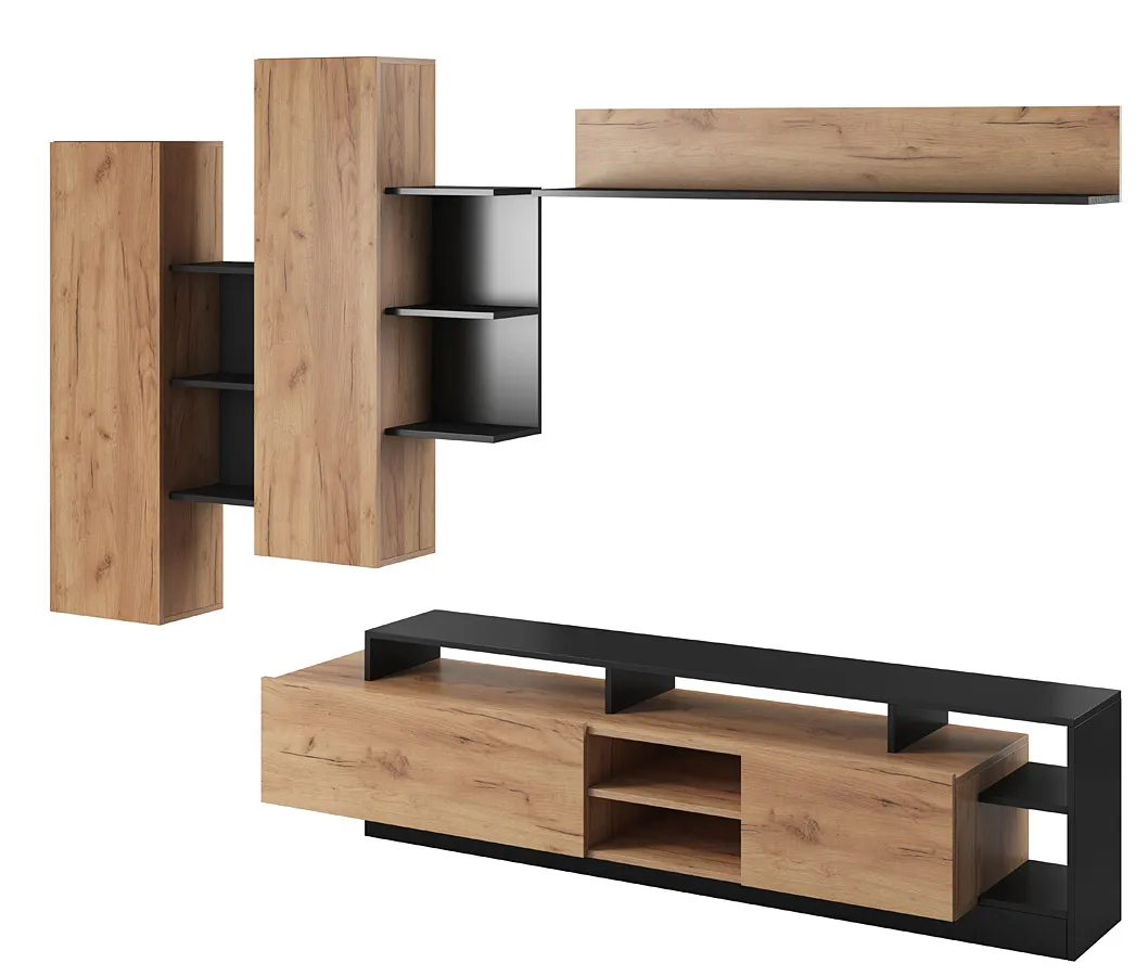Meblościanka dąb craft złoty + antracyt N3-P31