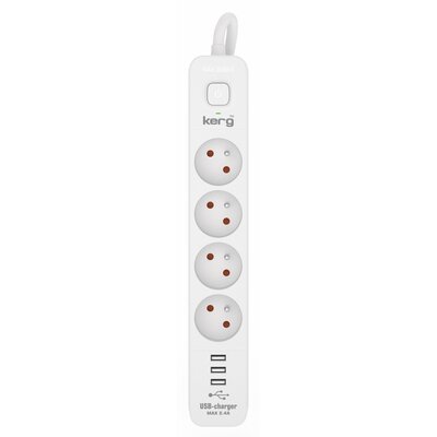 Listwa zasilająca 4-gniazdowa + 3xUSB A ; 3metry; 3×1,5mm² H05VV-F 16A/250V~M02414
