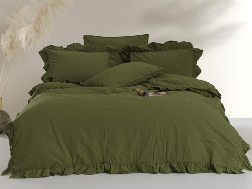 Pościel bawełniana OLIVE 160x200 STONEWASHED