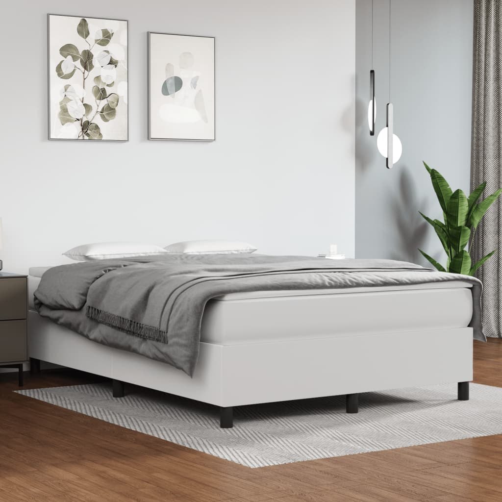 Lumarko Łóżko kontynentalne z materacem  białe  ekoskóra 140x190 cm