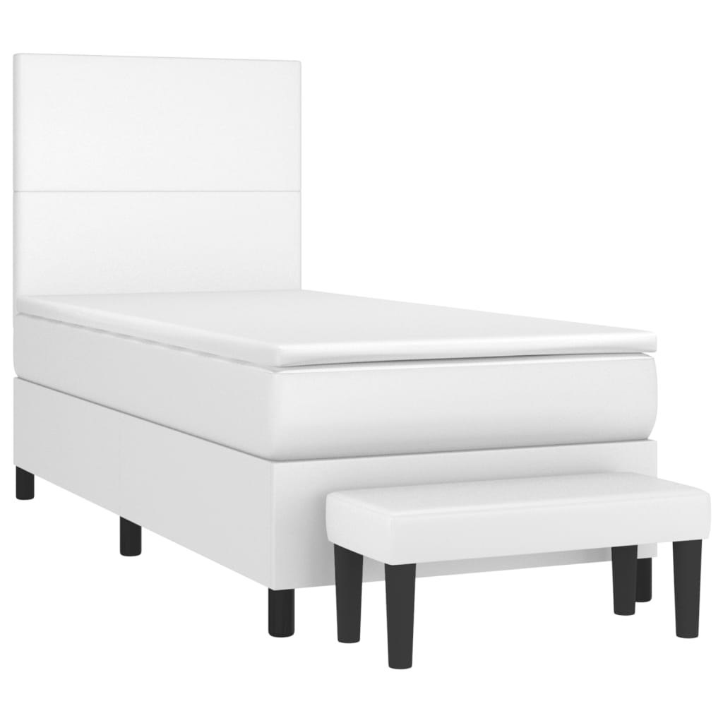 Lumarko Łóżko kontynentalne z materacem, białe, ekoskóra 80x200 cm