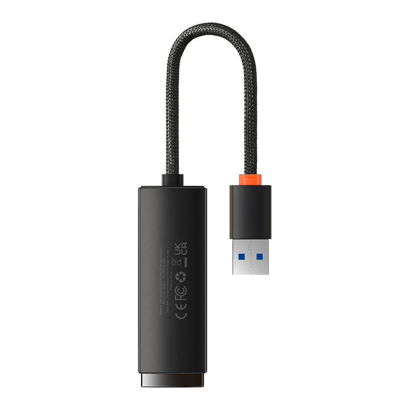 Baseus Lite Series zewnętrzna karta sieciowa USB-A - RJ-45 1Gbps (1000Mbps) czarny (WKQX000101)