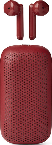 Słuchawki bezprzewodowe Speakerbuds czerwone z głośnikiem bluetooth