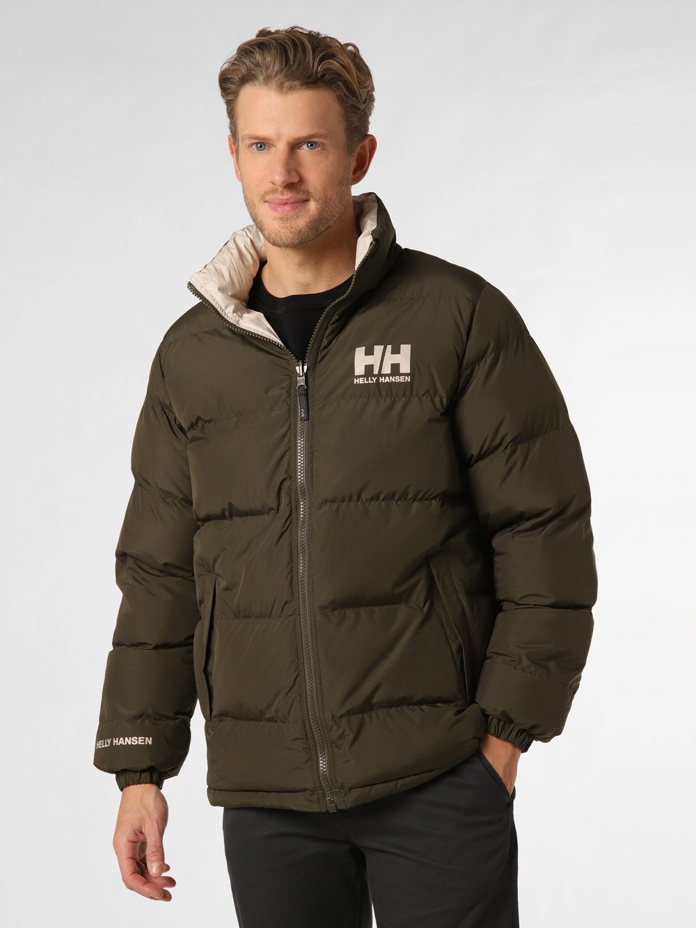 Helly Hansen - Męska kurtka dwustronna, zielony|beżowy