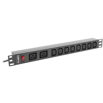Lanberg lanberg Listwa zasilająca Rack PDU 19 cali 1U 16A 2X C19 8X IEC C13