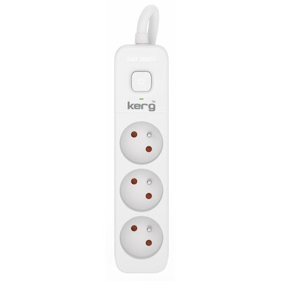 Przedłużacz KERG z wyłącznikiem M02382 3-gniazdowy 1,5m 3×1,5mm2 H05VV-F 16A/250V biały